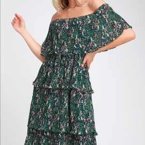 Lulu’s Gala Ready Off Shoulder Ruffle Midi Dress